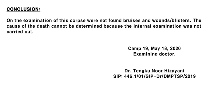 A post-mortem report produced by a doctor at the clinic in which Marius Betera died.