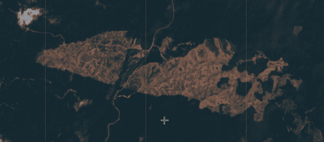 Forest clearance carried out by CBIP around Tumbang Anoi, site of the famous 1894 peace meeting, as of December 2017. Source: Sentinel Hub, accessed via Global Forest Watch.