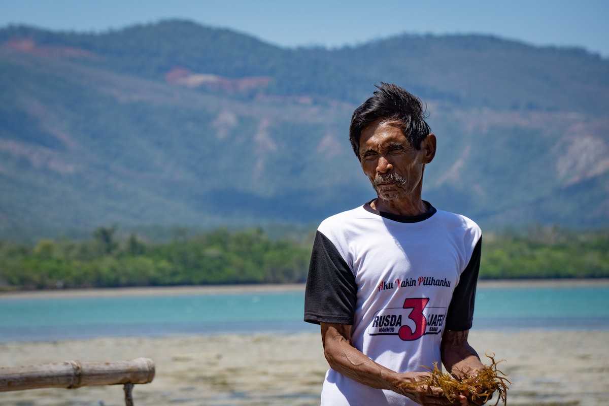 Nanang, a 60-year-old Kokoe resident, says the company’s activities mean he can no longer support his family with money from seaweed farming. “Just a few days after planting, the seaweed is covered in dirt.”