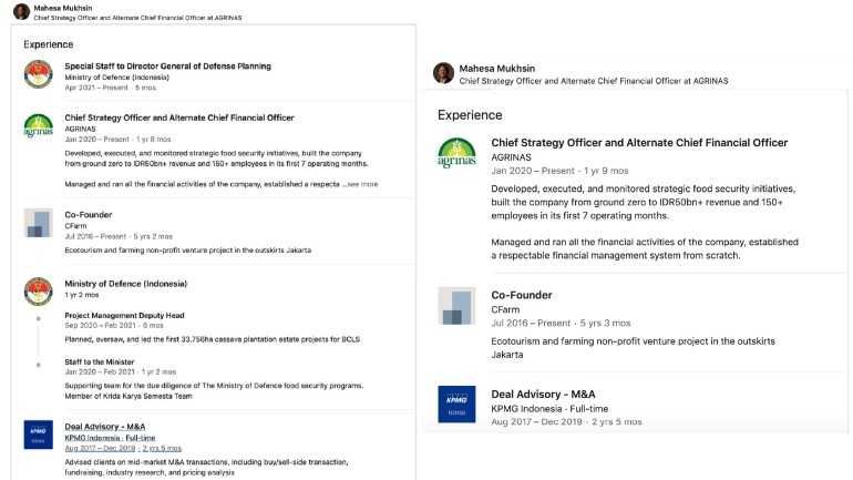 Mahesa Mukhsin’s LinkedIn profile.