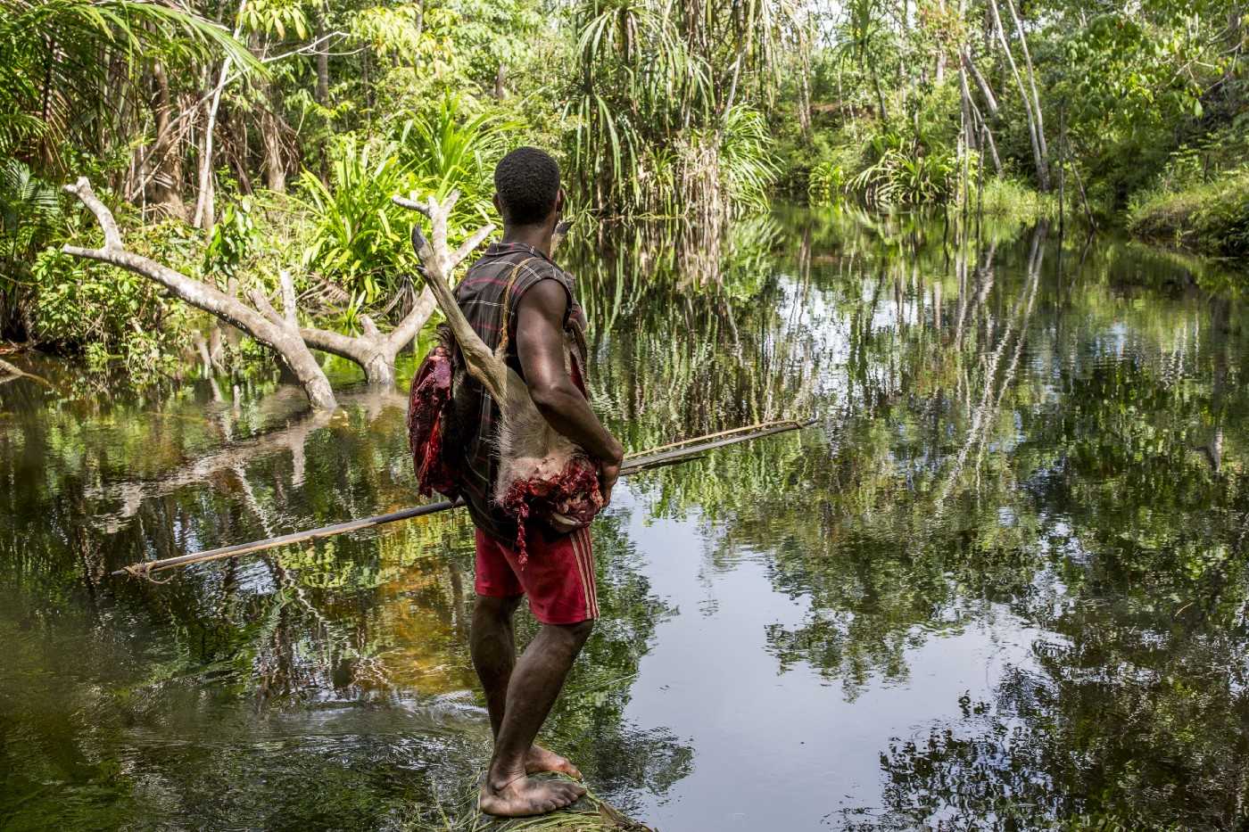 An Auyu hunter in Boven Digoel. Photo by Nanang Sujana for The Gecko Project/Earthsight.